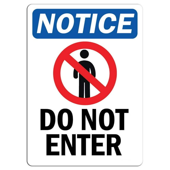 Vinyl Stickers - Notice - Do Not Enter Sign with Symbol - Safety and Warning Warehouse Signs Stickers - 18" x 24" - 6 Pack