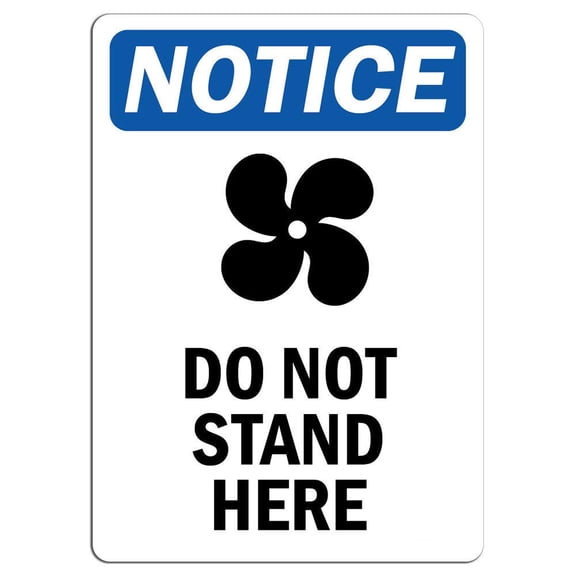 Vinyl Stickers - Notice - Do Not Stand Here Sign with Symbol - Safety and Warning Warehouse Signs Stickers - 24" x 30" - 10 Pack