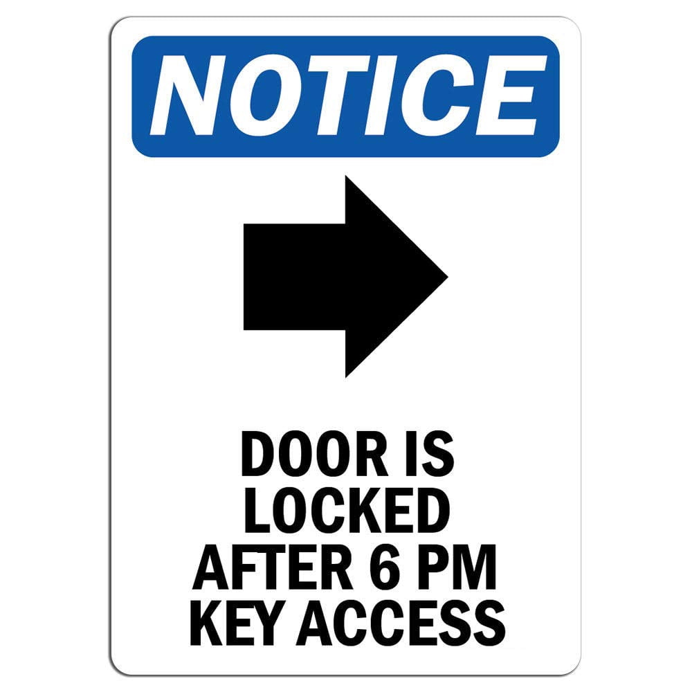 Vinyl Stickers - Notice - Door is Locked After 6 Pm Key Sign with ...