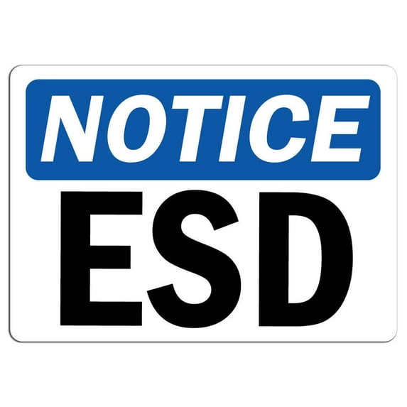 Vinyl Stickers - Notice - ESD Sign - Safety and Warning Warehouse Signs Stickers - 18" x 24" - 6 Pack