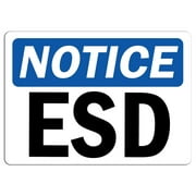 Vinyl Stickers - Notice - ESD Sign - Safety and Warning Warehouse Signs Stickers - 3.5" x 5" - 3 Pack