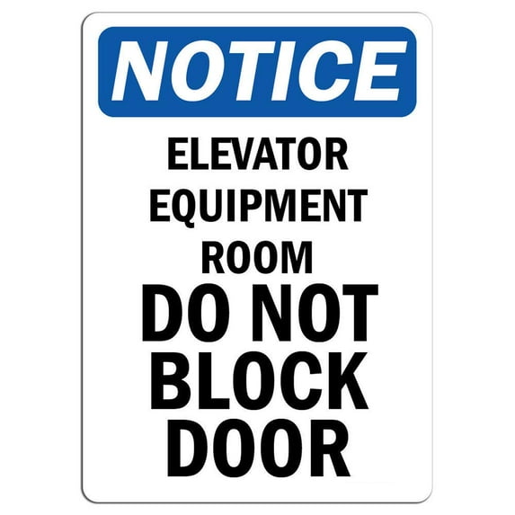 Vinyl Stickers - Notice - Elevator Equipment Room Do Not Sign - Safety and Warning Warehouse Signs Stickers - 13" x 9" - 6 Pack
