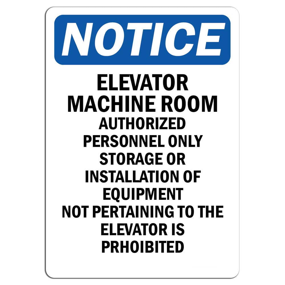 Elevator Controller Sticker Vinyl Stickers - Notice - Elevator Machine Room Authorized Personnel ...