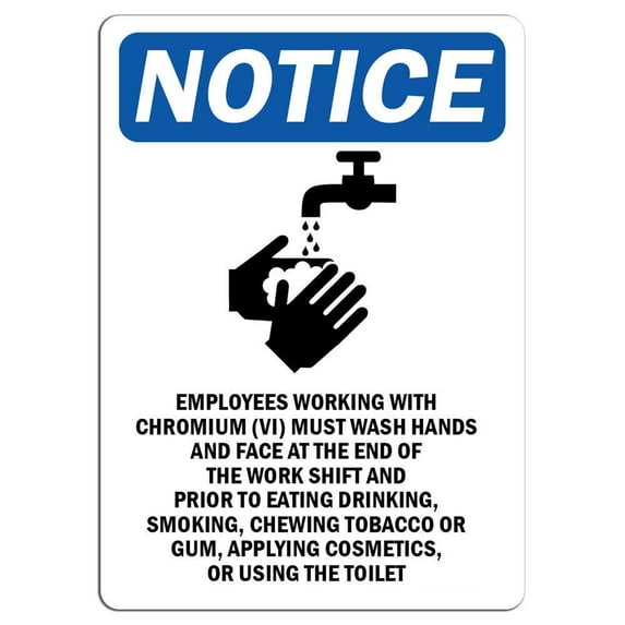 Vinyl Stickers - Notice - Employees Working Sign with Symbol - Safety and Warning Warehouse Signs Stickers - 10" x 7" - 6 Pack