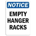 thumbnail image 1 of Vinyl Stickers - Notice - Empty Hanger Racks Sign - Safety and Warning Warehouse Signs Stickers - 3.5" x 5" - 3 Pack, 1 of 5