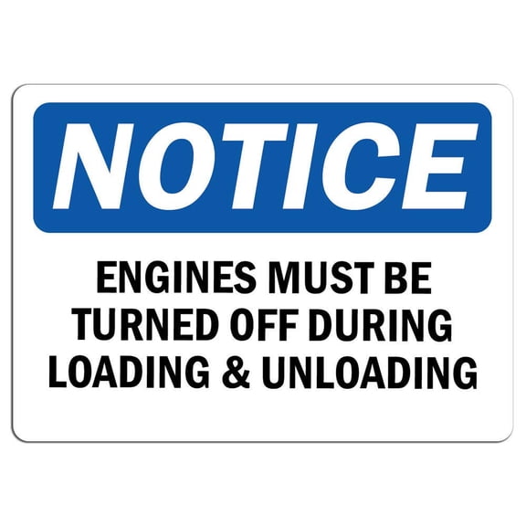 Vinyl Stickers - Notice - Engines Must Be Turned Off During Loading Sign - Safety and Warning Warehouse Signs Stickers - 3.5" x 5" - 3 Pack