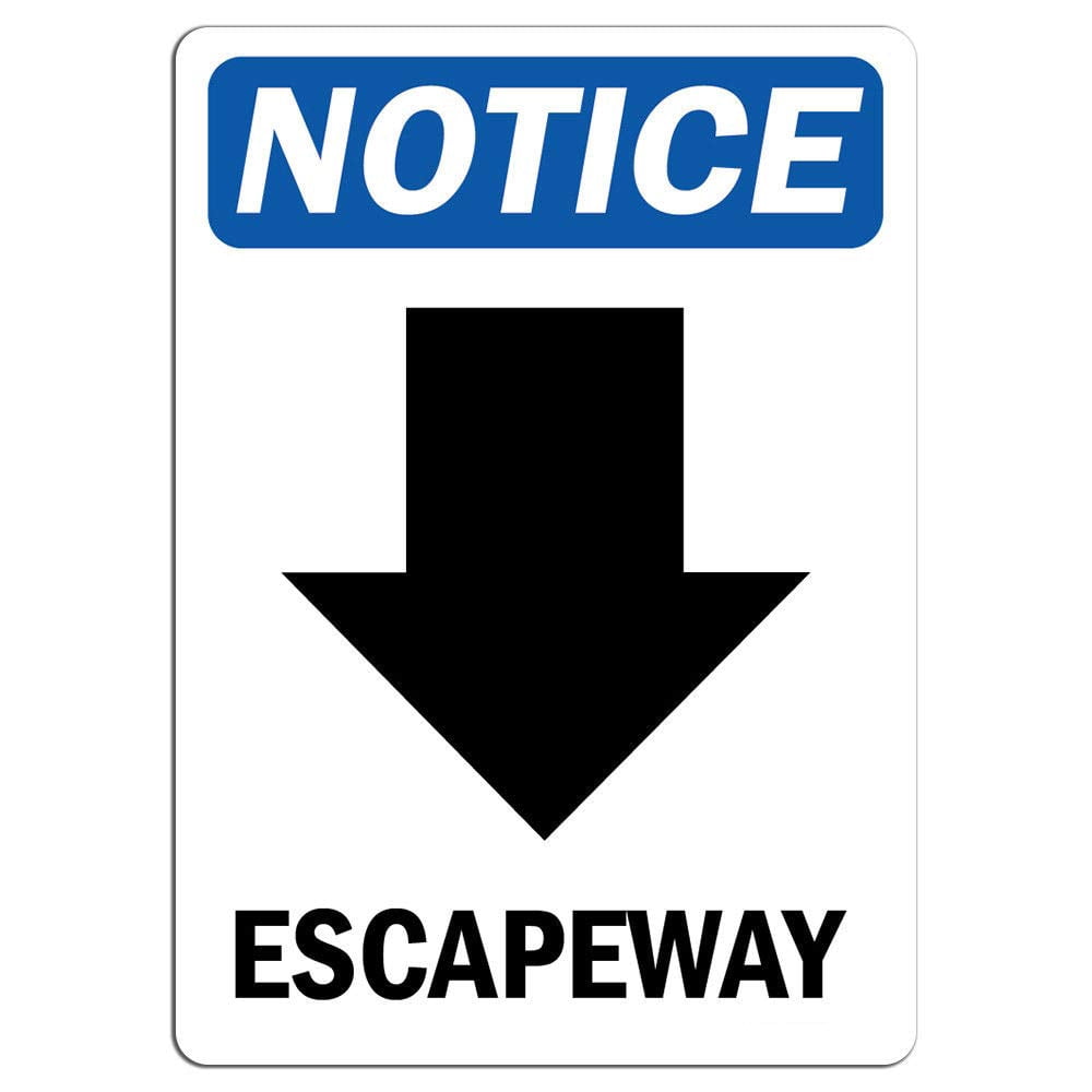 Vinyl Stickers - Notice - Escapeway [Down Arrow] Sign with Symbol ...