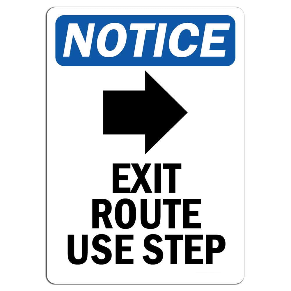 Tap Exit Rout Sign Vinyl Stickers - Notice - Exit Route Use Step Sign with Symbol - Safety ...