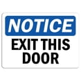 thumbnail image 1 of Vinyl Stickers - Notice - Exit This Door Sign - Safety and Warning Warehouse Signs Stickers - 10" x 7" - 10 Pack, 1 of 5