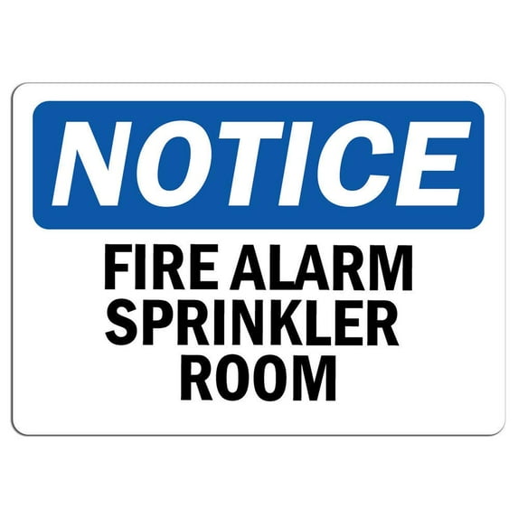 Vinyl Stickers - Notice - Fire Alarm Sprinkler Room Sign - Safety and Warning Warehouse Signs Stickers - 18" x 24" - 3 Pack