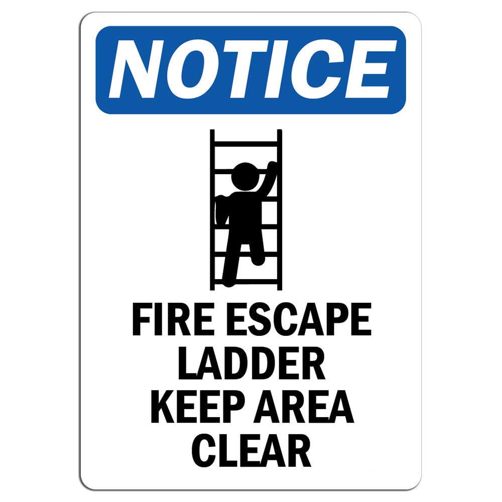 Vinyl Stickers - Notice - Fire Escape Ladder Sign with Symbol - Safety ...