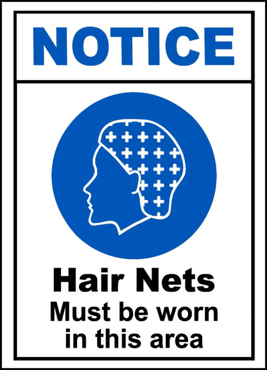 Hair Net Sticker Vinyl Stickers - Notice Hair Nets Must Be Worn Sign - Safety and ...