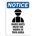 thumbnail image 1 of Vinyl Stickers - Notice - Hard Hats Must Be Worn in This Area Sign with Symbol - Safety and Warning Warehouse Signs Stickers - 13" x 9" - 3 Pack, 1 of 5