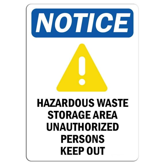 Vinyl Stickers - Notice - Hazardous Waste Storage Area Sign - Safety and Warning Warehouse Signs Stickers - 10" x 7" - 6 Pack