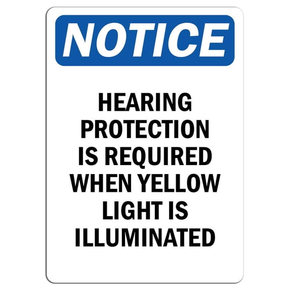 Vinyl Stickers - Notice - Hearing Protection is Required When Yellow Sign - Safety and Warning Warehouse Signs Stickers - 18" x 24" - 3 Pack