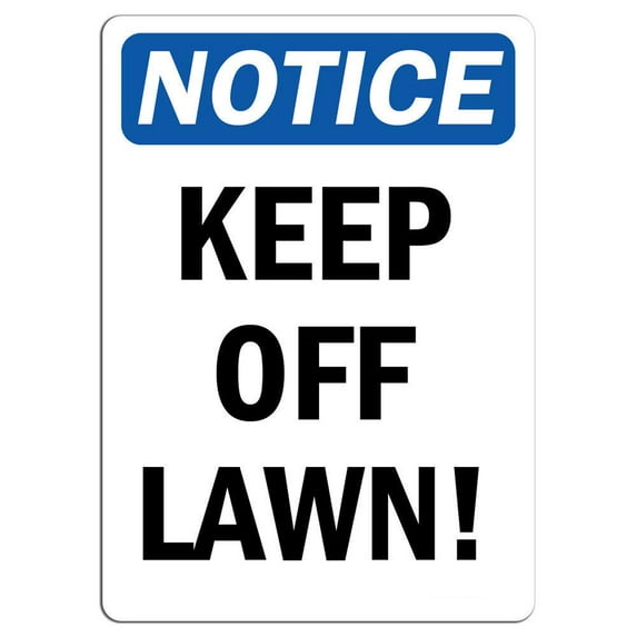 Vinyl Stickers - Notice - Keep Off Lawn! Sign - Safety and Warning Warehouse Signs Stickers - 10" x 7" - 10 Pack