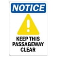 thumbnail image 1 of Vinyl Stickers - Notice - Keep This Passageway Clear Sign with Symbol - Safety and Warning Warehouse Signs Stickers - 3.5" x 5" - 3 Pack, 1 of 5