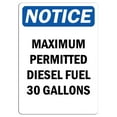 thumbnail image 1 of Vinyl Stickers - Notice - Maximum Permitted Diesel Fuel 30 Gallons Sign - Safety and Warning Warehouse Signs Stickers - 18" x 24" - 6 Pack, 1 of 5