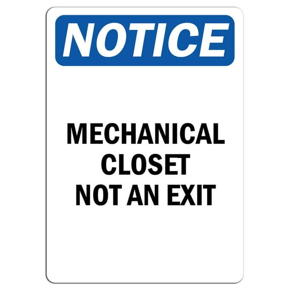 Vinyl Stickers - Notice - Mechanical Closet Not an Exit Sign - Safety and Warning Warehouse Signs Stickers - 3.5" x 5" - 6 Pack