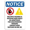 thumbnail image 1 of Vinyl Stickers - Notice - Multiple Hazards and Rotating Sign with Symbol - Safety and Warning Warehouse Signs Stickers - 13" x 9" - 10 Pack, 1 of 5
