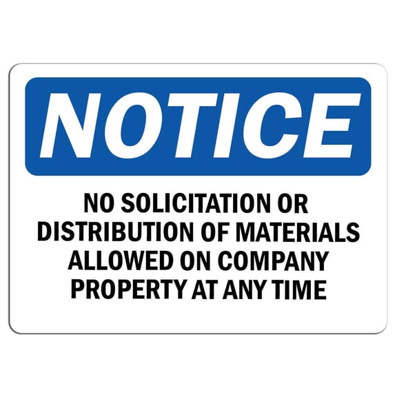 Vinyl Stickers - Notice - No Solicitation Or Distribution Sign - Safety and Warning Warehouse Signs Stickers - 10" x 7" - 6 Pack