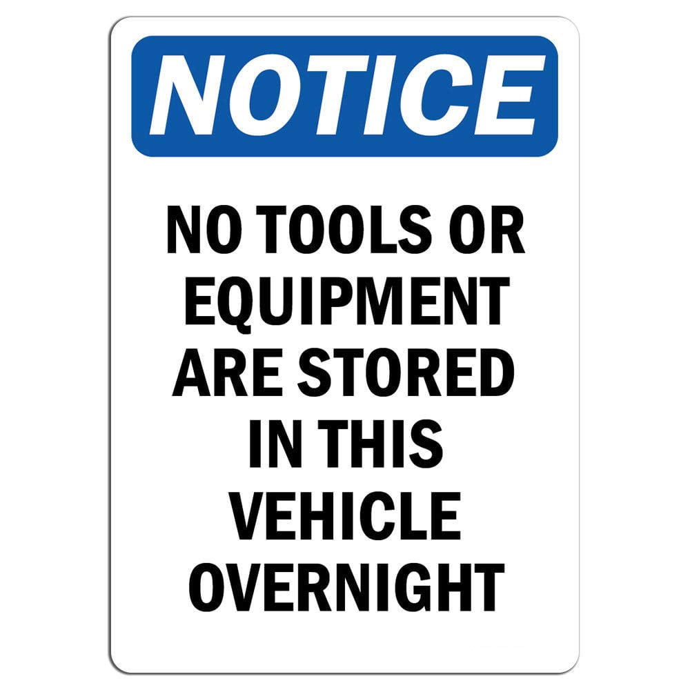 No Tools Label Vinyl Stickers - Notice - No Tools Or Equipment are Stored in This Sign ...