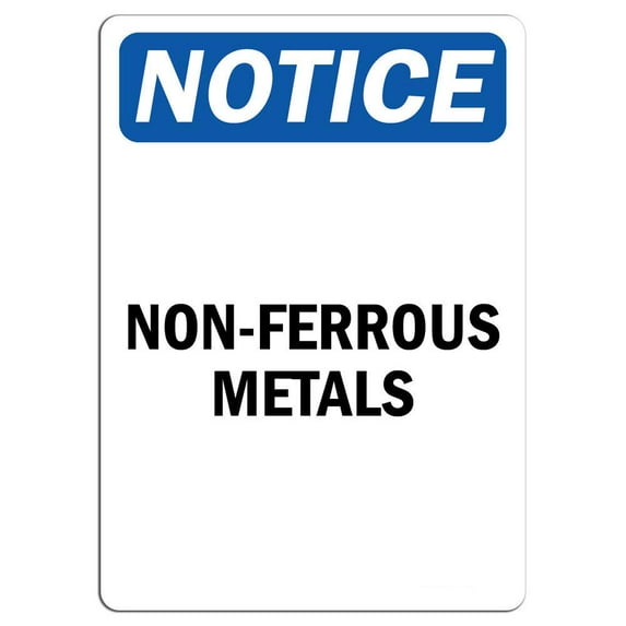 Vinyl Stickers - Notice - Non-Ferrous Metals Sign - Safety and Warning Warehouse Signs Stickers - 24" x 30" - 10 Pack