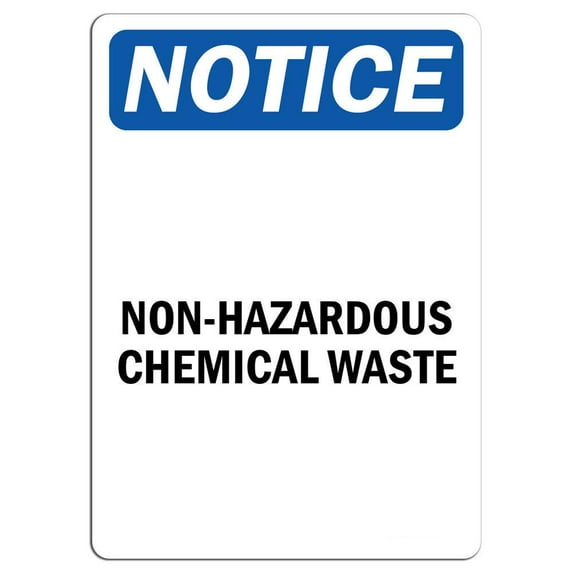 Vinyl Stickers - Notice - Non-Hazardous Chemical Waste Sign - Safety and Warning Warehouse Signs Stickers - 3.5" x 5" - 10 Pack