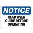 thumbnail image 1 of Vinyl Stickers - Notice - Notice Read User Guide Before Operating Sign - Safety and Warning Warehouse Signs Stickers - 24" x 30" - 3 Pack, 1 of 5