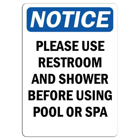 Vinyl Stickers - Notice - Please Use Restroom and Shower Before Using Sign - Safety and Warning Warehouse Signs Stickers - 10" x 7" - 3 Pack