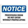 thumbnail image 1 of Vinyl Stickers - Notice - Processing Room Do Not Enter Without Proper Attire Sign - Safety and Warning Warehouse Signs Stickers - 3.5" x 5" - 10 Pack, 1 of 5