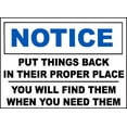 thumbnail image 1 of Vinyl Stickers - Notice Put This Back in Proper Place Sign - Safety and Warning Warehouse Signs Stickers - 13" x 9" - 3 Pack, 1 of 5
