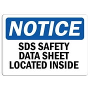 Vinyl Stickers - Notice - SDS Safety Data Sheet Located Inside Sign - Safety and Warning Warehouse Signs Stickers - 3.5" x 5" - 3 Pack