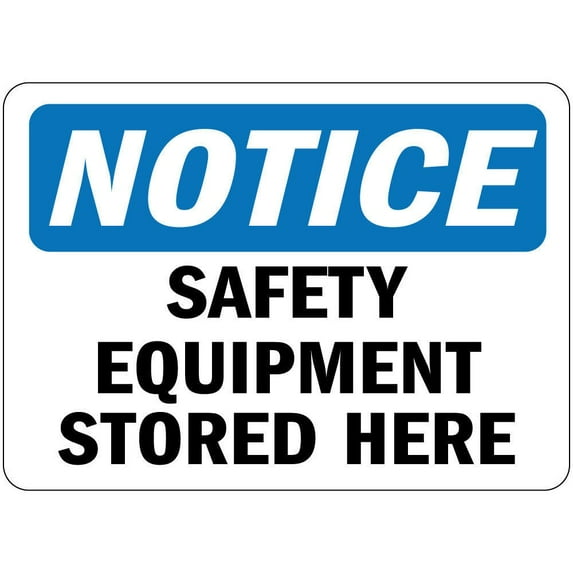 Vinyl Stickers - Notice - Safety Equipment Stored Here OSHA - Safety and Warning Warehouse Signs Stickers - 18" x 24" - 3 Pack