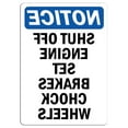 thumbnail image 1 of Vinyl Stickers - Notice - Shut Off Engine Set Brakes Sign - Safety and Warning Warehouse Signs Stickers - 13" x 9" - 6 Pack, 1 of 5