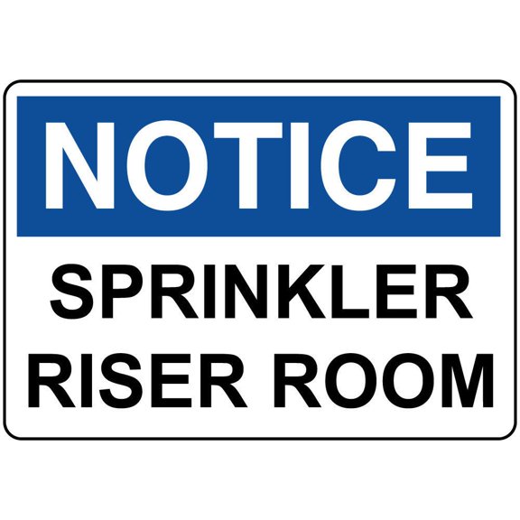 Vinyl Stickers - Notice - Sprinkler Riser Room - Safety and Warning Warehouse Signs Stickers - 10" x 7" - 10 Pack