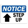 thumbnail image 1 of Vinyl Stickers - Notice - Step Up [Up Arrow] Sign with Symbol - Safety and Warning Warehouse Signs Stickers - 24" x 30" - 6 Pack, 1 of 5