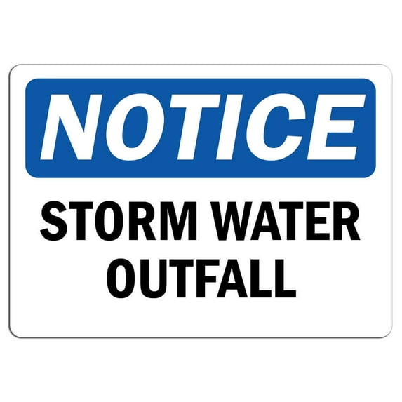Vinyl Stickers - Notice - Storm Water Outfall Sign - Safety and Warning Warehouse Signs Stickers - 13" x 9" - 6 Pack