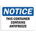 thumbnail image 1 of Vinyl Stickers - Notice - This Container Contains Antifreeze Sign - Safety and Warning Warehouse Signs Stickers - 13" x 9" - 6 Pack, 1 of 5