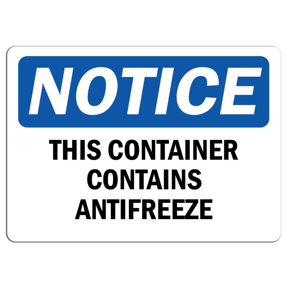 Vinyl Stickers - Notice - This Container Contains Antifreeze Sign ...