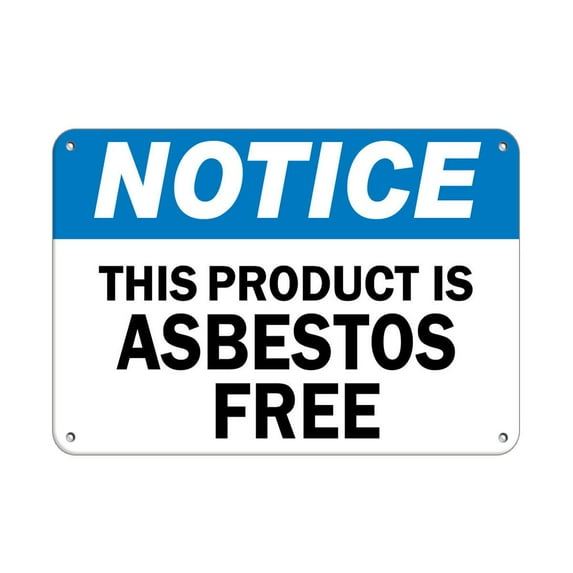 Vinyl Stickers - Notice - This Product is Asbestos Free Style 2 Asbestos - Safety and Warning Warehouse Signs Stickers - 24" x 30" - 6 Pack