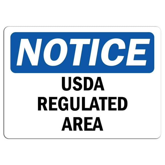 Vinyl Stickers - Notice - USDA Regulated Area Sign - Safety and Warning Warehouse Signs Stickers - 3.5" x 5" - 6 Pack