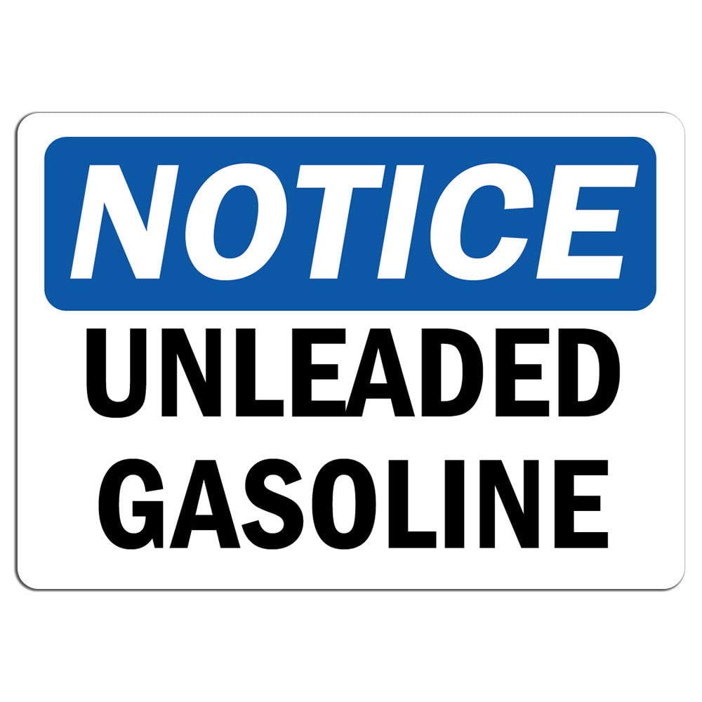 Vinyl Stickers - Notice - Unleaded Gasoline Sign - Safety and Warning ...