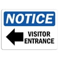 thumbnail image 1 of Vinyl Stickers - Notice - Visitor Entrance [Left Arrow] Sign with Symbol - Safety and Warning Warehouse Signs Stickers - 18" x 24" - 6 Pack, 1 of 5