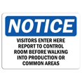 thumbnail image 1 of Vinyl Stickers - Notice - Visitors Enter Here and Report to Control Sign - Safety and Warning Warehouse Signs Stickers - 10" x 7" - 10 Pack, 1 of 5