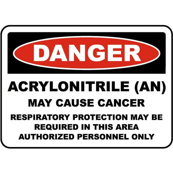Vinyl Stickers - OSHA Acrylonitrile May Cause Cancer Sign - Safety and Warning Warehouse Signs Stickers - 13" x 9" - 3 Pack
