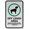 thumbnail image 1 of Vinyl Stickers - Off Leash Area Sign - Safety and Warning Warehouse Signs Stickers - 3.5" x 5" - 3 Pack, 1 of 5