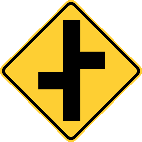 Vinyl Stickers - Offset Roads - Safety and Warning Warehouse Signs Stickers - 24" x 30" - 6 Pack