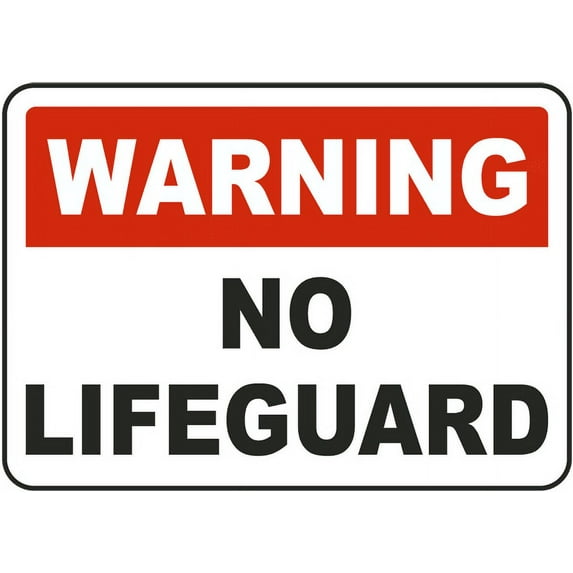 Vinyl Stickers - Ohio No Lifeguard Sign - Safety and Warning Warehouse Signs Stickers - 10" x 7" - 6 Pack