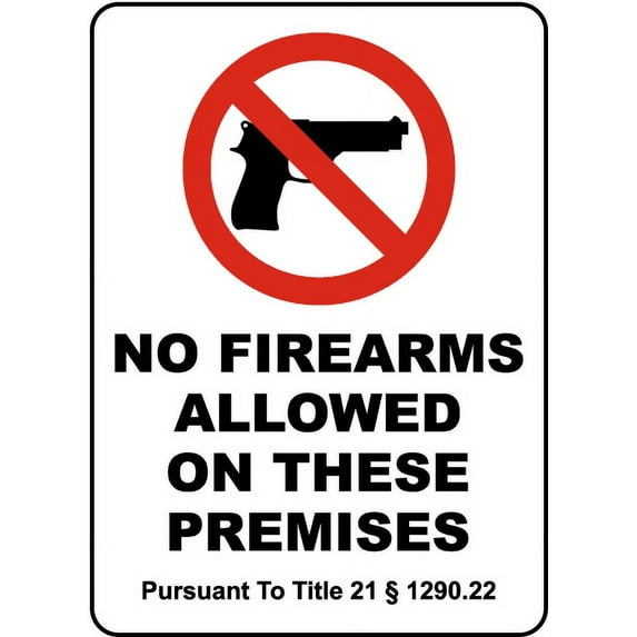 Vinyl Stickers - Oklahoma No Firearms Sign - Safety and Warning Warehouse Signs Stickers - 24" x 30" - 10 Pack